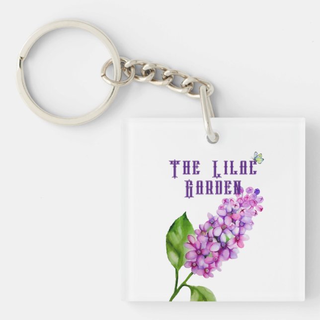 Elegant watercolor lilac branch keychain (Front)