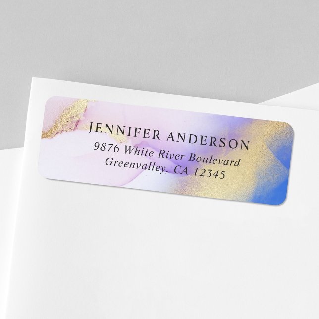 Elegant Watercolor Lilac Gold Luxury Personalized Label (Let your personality shine through with this trendy personalized return address label.)