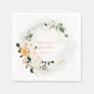 Elegant Watercolor Lilies Magnolias Roses Peonies Napkins