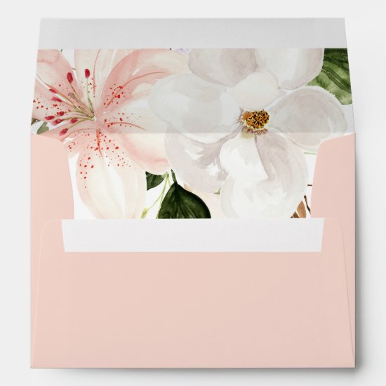 Elegant Watercolor Lilies Magnolias Roses Peony | Envelope