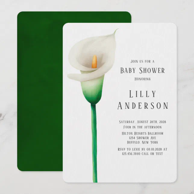 Elegant Watercolor Lilly Baby Shower Invitation | Zazzle