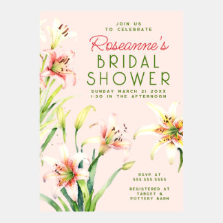 Elegant Watercolor Lily Bridal Shower Invitation