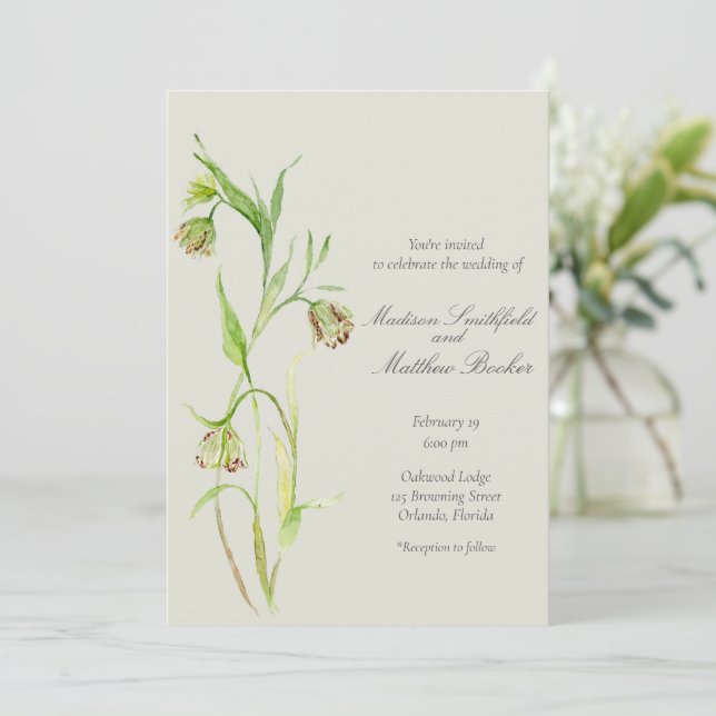 Elegant Watercolor Lily  Invitation (Standing Front)