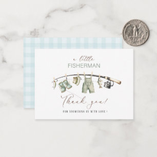 Elegant Watercolor Little fisherman Baby shower Note Card
