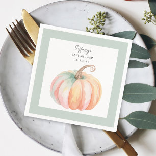 Elegant Watercolor Little Pumpkin Baby Shower Napkins