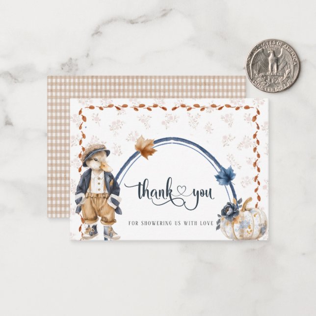 Elegant Watercolor Little pumpkin Baby shower Note Card (Front/Back In Situ)