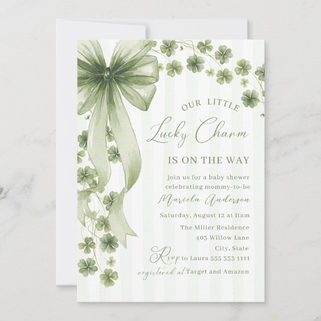 Elegant Watercolor little shamrockst Patrics Baby  Invitation (Front)