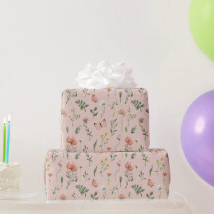 Elegant Watercolor Little Wildflower Pink  Wrapping Paper