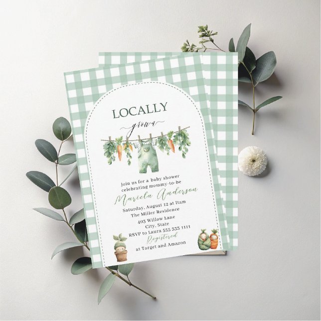 Elegant Watercolor Locally grown Baby Shower Invitation (Creator Uploaded)