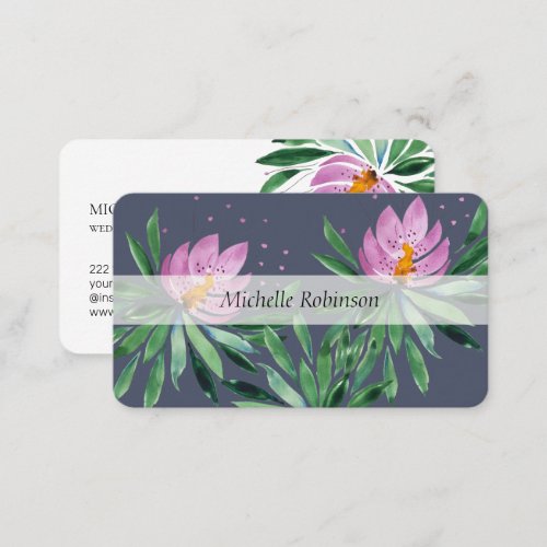 Elegant Watercolor Lotus Flower Professional Business Card