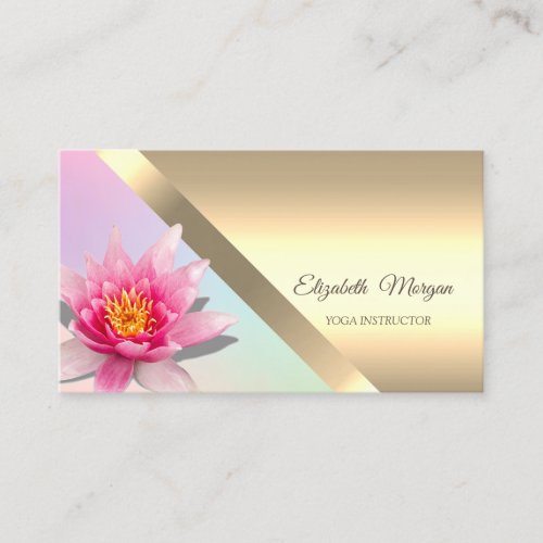 Elegant Watercolor Lotus Flower Yoga Instructor Business Card