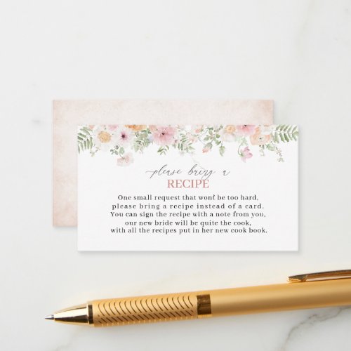 Elegant Watercolor Love in bloom Bridal Shower Rec Enclosure Card