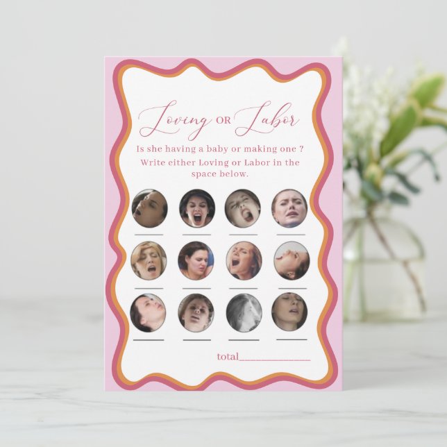 Elegant Watercolor Loving or Labor Game Invitation (Standing Front)