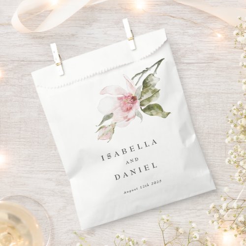 Elegant Watercolor Magnolia Floral Wedding Favor Bag