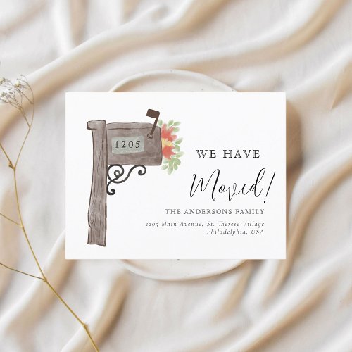 Elegant Watercolor Mailbox New Home Moving Announcement Postcard