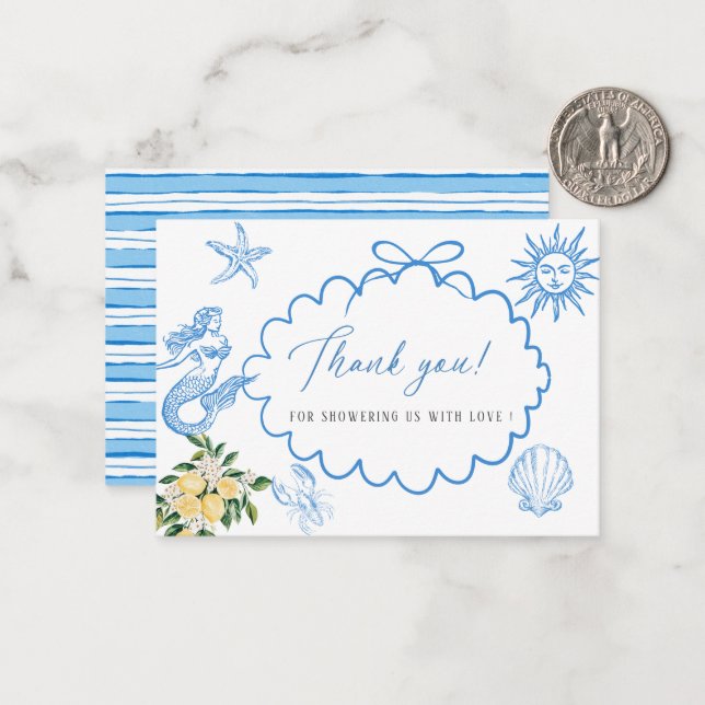 Elegant Watercolor Main squeeze Bridal shower Note Card (Front/Back In Situ)