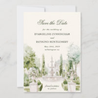 Elegant Watercolor Manor Garden Wedding Photo