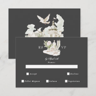 Elegant Watercolor Manor Garden Wedding RSVP Card