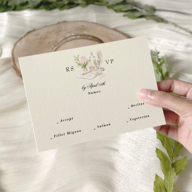 Elegant Watercolor Manor Garden Wedding RSVP Card (Creator Uploaded)