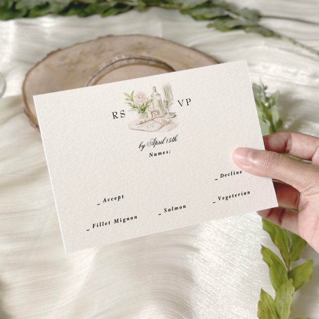 Elegant Watercolor Manor Garden Wedding RSVP Card (Creator Uploaded)