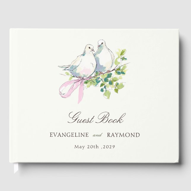 Elegant Watercolor Manor Rococo Wedding Guest Book (Front)