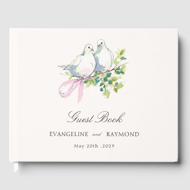 Elegant Watercolor Manor Rococo Wedding Guest Book (Front)
