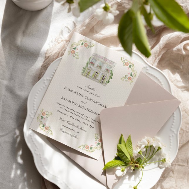 Elegant Watercolor Manor Rococo Wedding Invitation (Creator Uploaded)