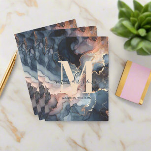 Elegant Watercolor Marble Monogram Professional Pocket Folder