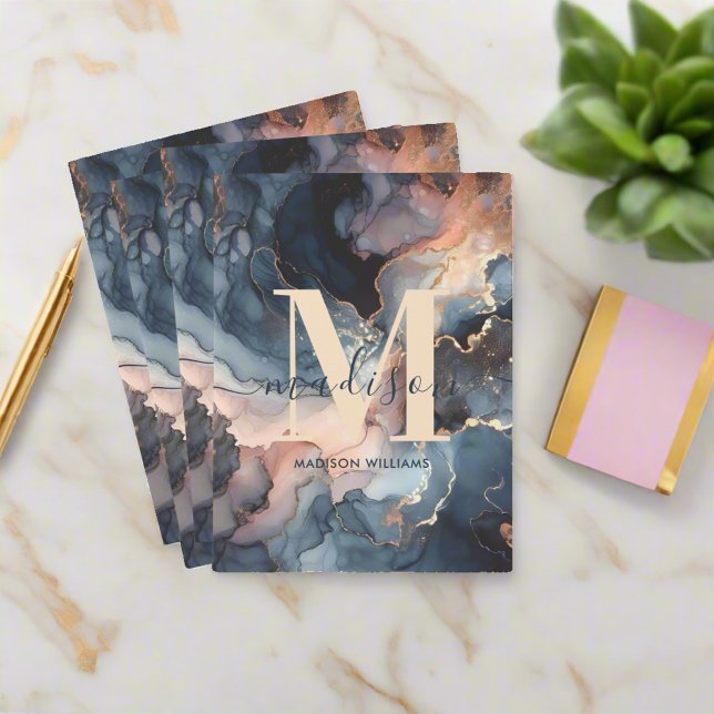 Elegant Watercolor Marble Monogram Professional Pocket Folder (Creator Uploaded)