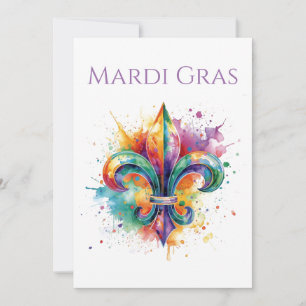 Elegant Watercolor Mardi Gras Invitation
