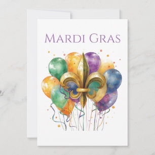 Elegant Watercolor Mardi Gras Invitation
