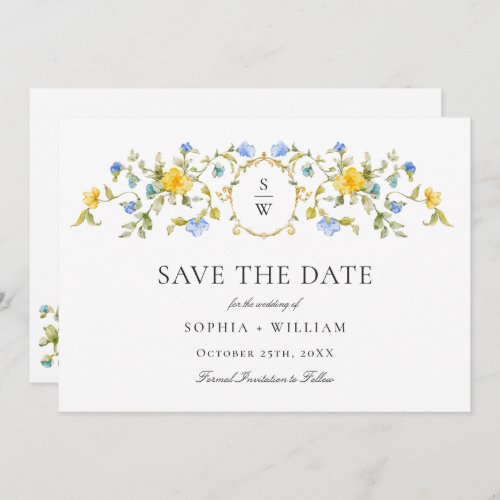 Elegant Watercolor Meadow Wildflower Wedding Save The Date