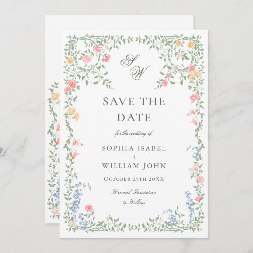 Elegant Watercolor Meadow Wildflower Wedding Save The Date