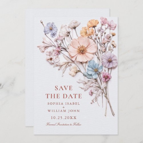 Elegant Watercolor Meadow Wildflower Wedding Save The Date