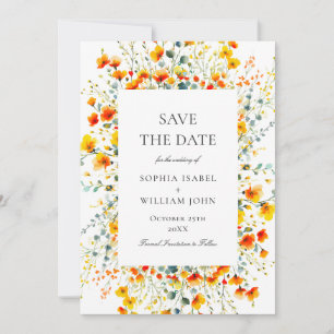 Elegant Watercolor Meadow Wildflower Wedding Save The Date
