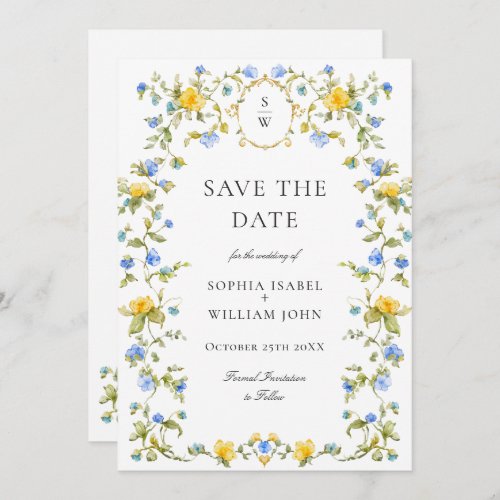 Elegant Watercolor Meadow Wildflower Wedding Save The Date