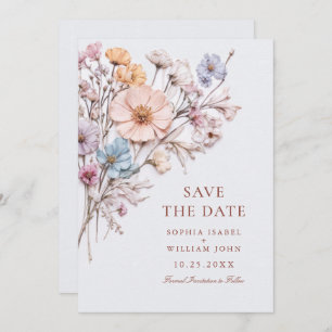 Elegant Watercolor Meadow Wildflower Wedding Save The Date