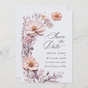 Elegant Watercolor Meadow Wildflower Wedding Save The Date