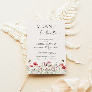 Elegant Watercolor Meant To Bee Bridal Shower Invitation by WordsandConfetti at Zazzle
