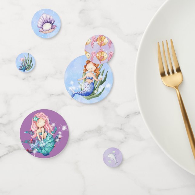Elegant Watercolor Mermaids Birthday  Confetti (Group)