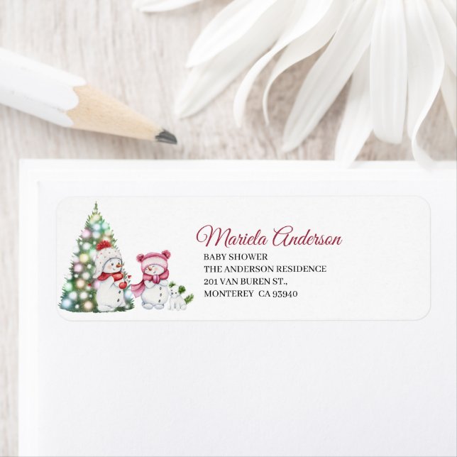 Elegant Watercolor Merry Christmas  baby shower Label (Insitu)