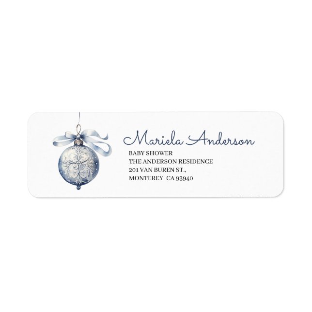 Elegant Watercolor Merry Christmas  baby shower Label (Front)