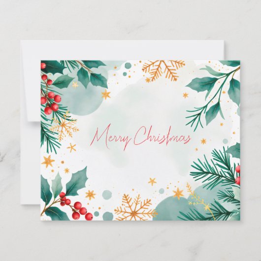 Elegant Watercolor Merry Christmas Card – Festive  (Front)