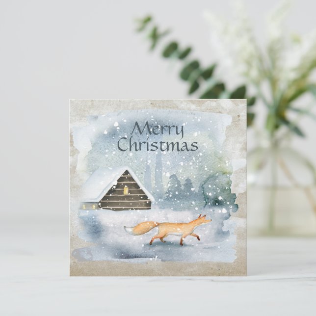 Elegant Watercolor Merry Christmas Holiday Card (Standing Front)