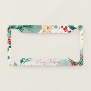 Elegant Watercolor Merry Christmas License Plate Frame