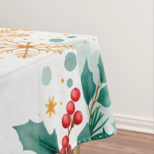 Elegant Watercolor Merry Christmas Tablecloth