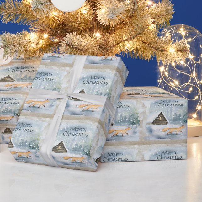 Elegant Watercolor Merry Christmas Winter Holiday Wrapping Paper (Holidays)