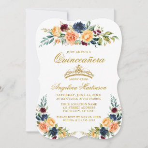 Elegant Watercolor Mixed Floral Quinceanera Invitation