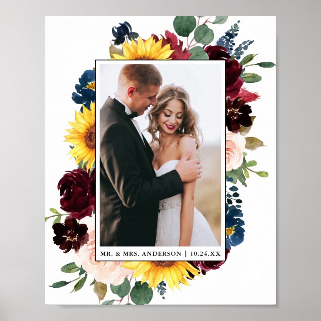 Elegant Watercolor Mixed Floral Wedding Poster (Front)