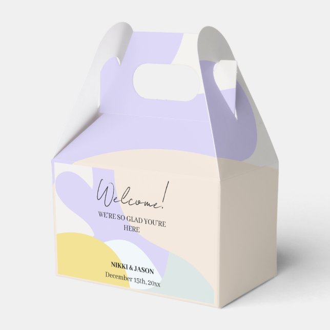 Elegant Watercolor Modern Minimal Wedding Welcome  Favor Boxes (Front Side)